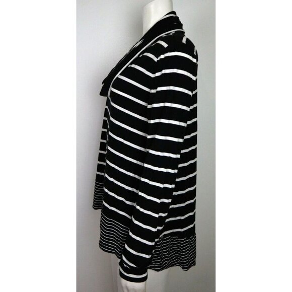 WOMEN'S BLACK & WHITE STRETCH KNIT COWL NECK TOP - WHITE HOUSE BLACK MARKET - M - Picture 4 of 6